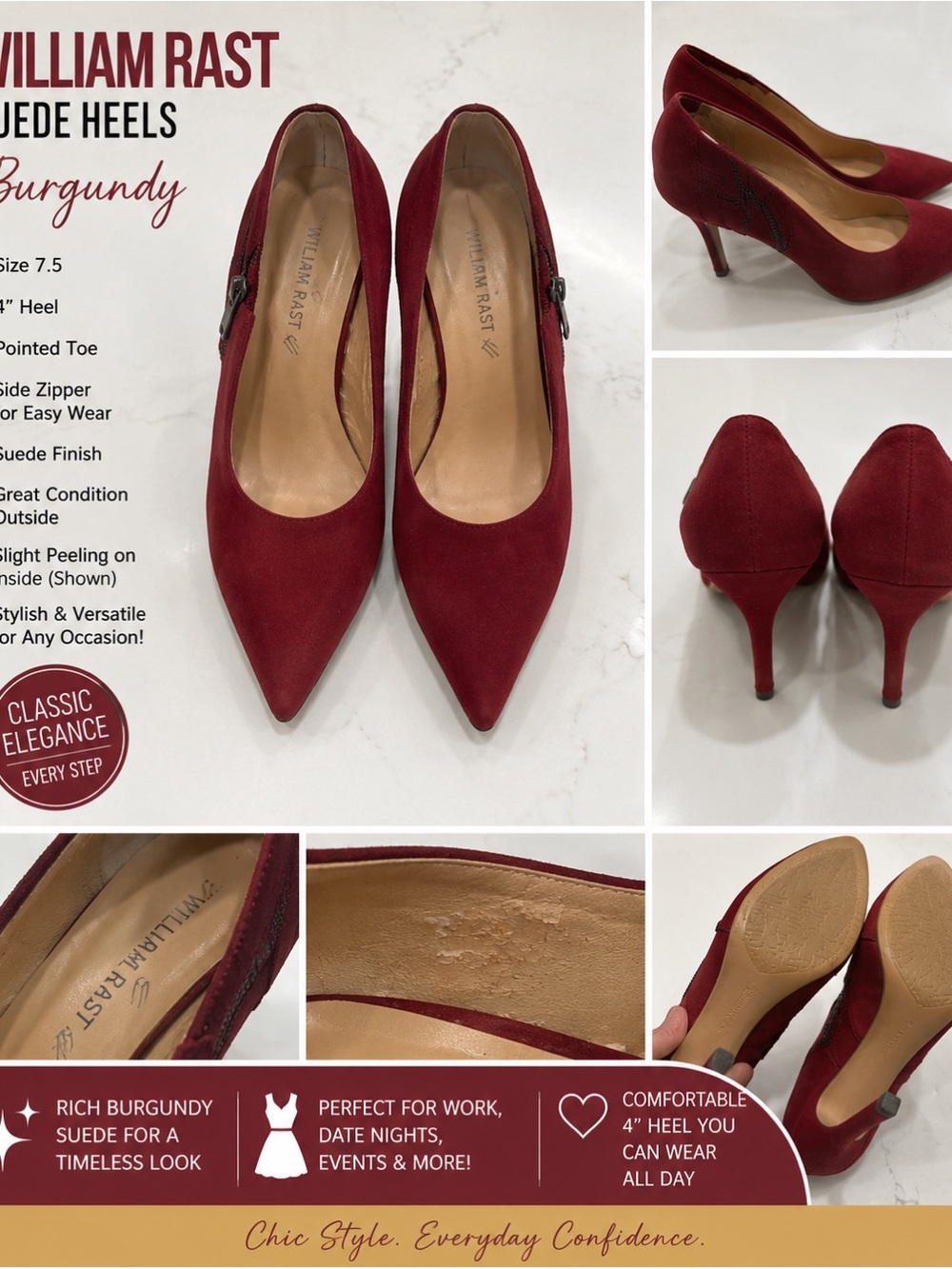 William Rast Burgundy Suede Pointed Toe Pumps